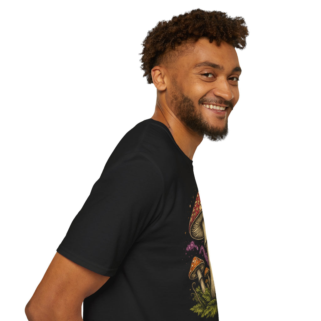 Psychedelic Mushroom Graphic T-Shirt — Red Amanita Illustration