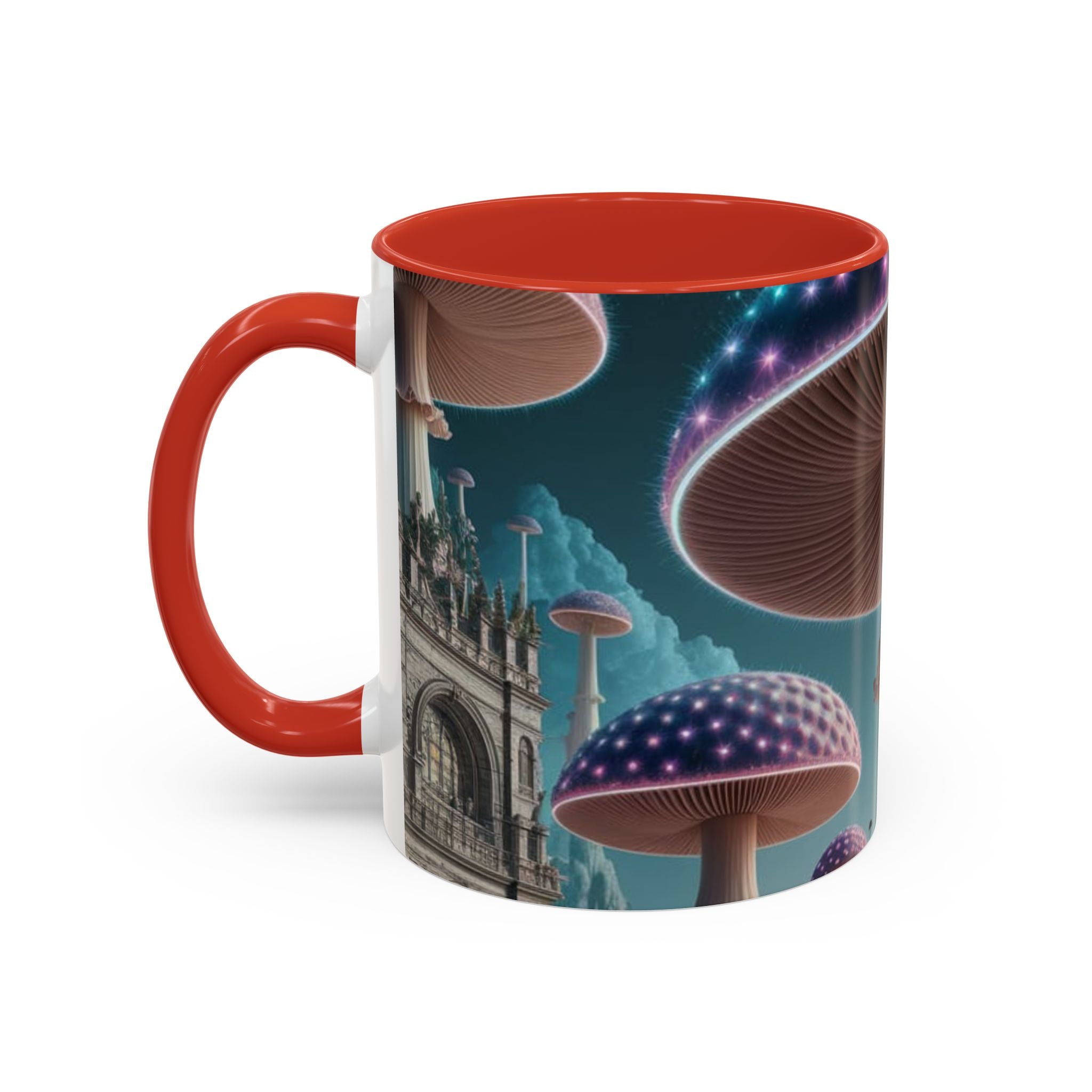 Mug: Mystical Mushroom Accent Coffee Mug — Fantasy Psychedelic Ceramic Cup (11/15oz)
