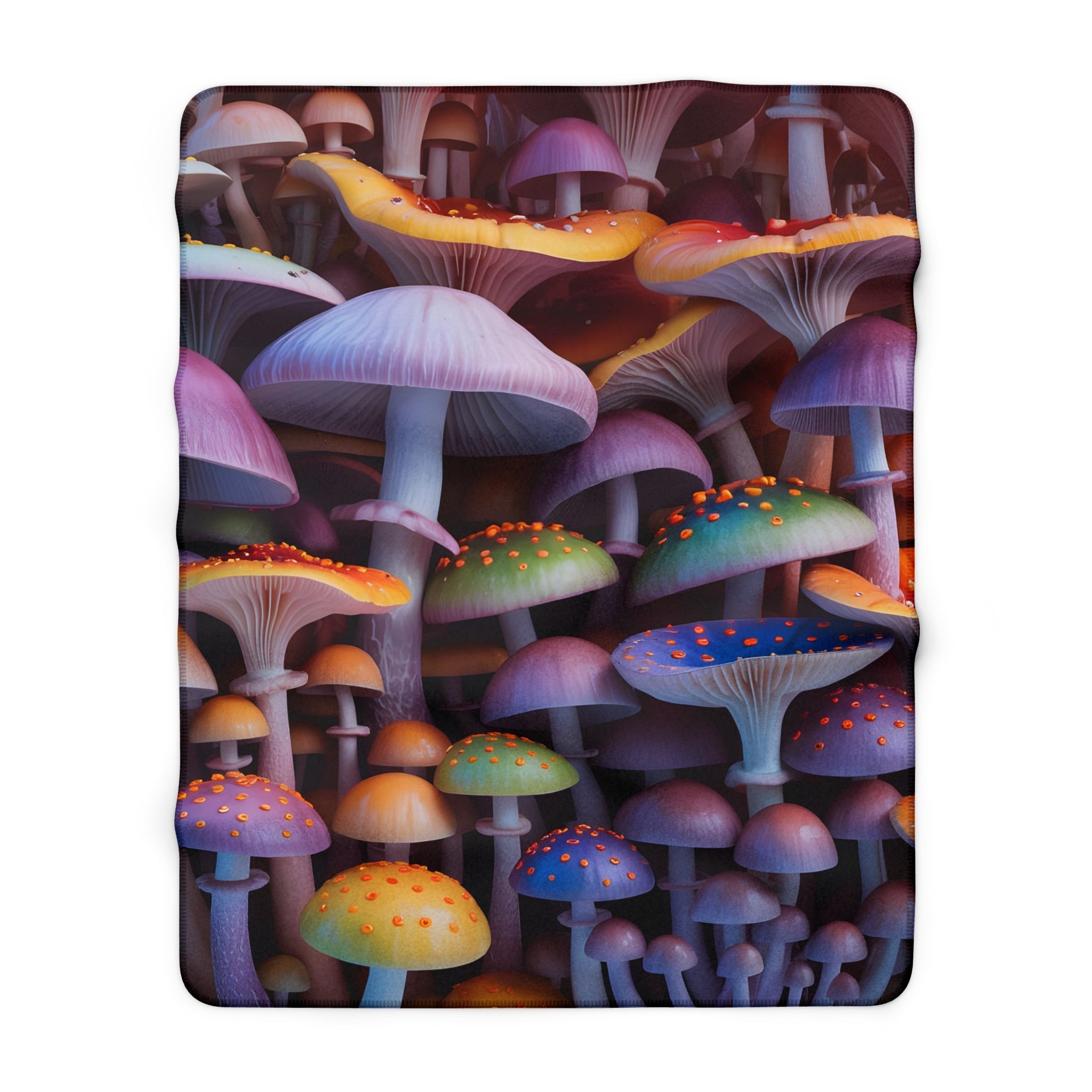 Blanket: Colorful Mushroom Sherpa Blanket — Cozy Fantasy Fleece Throw