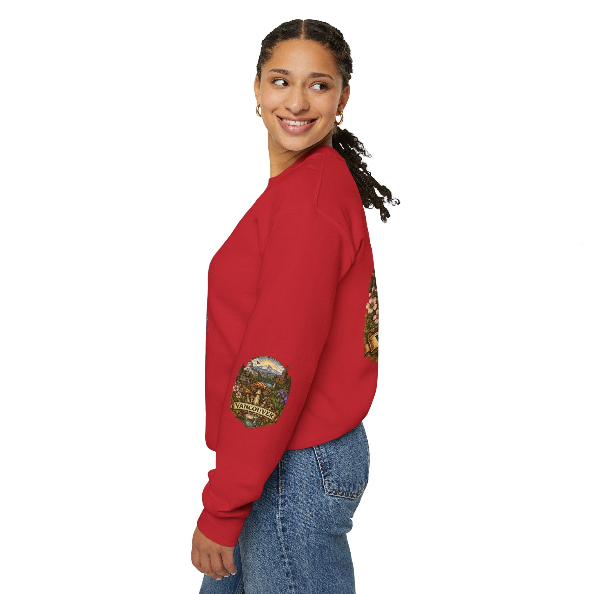 Mushroom Vancouver Crewneck Sweatshirt — Scenic Pacific Northwest Fungi Design