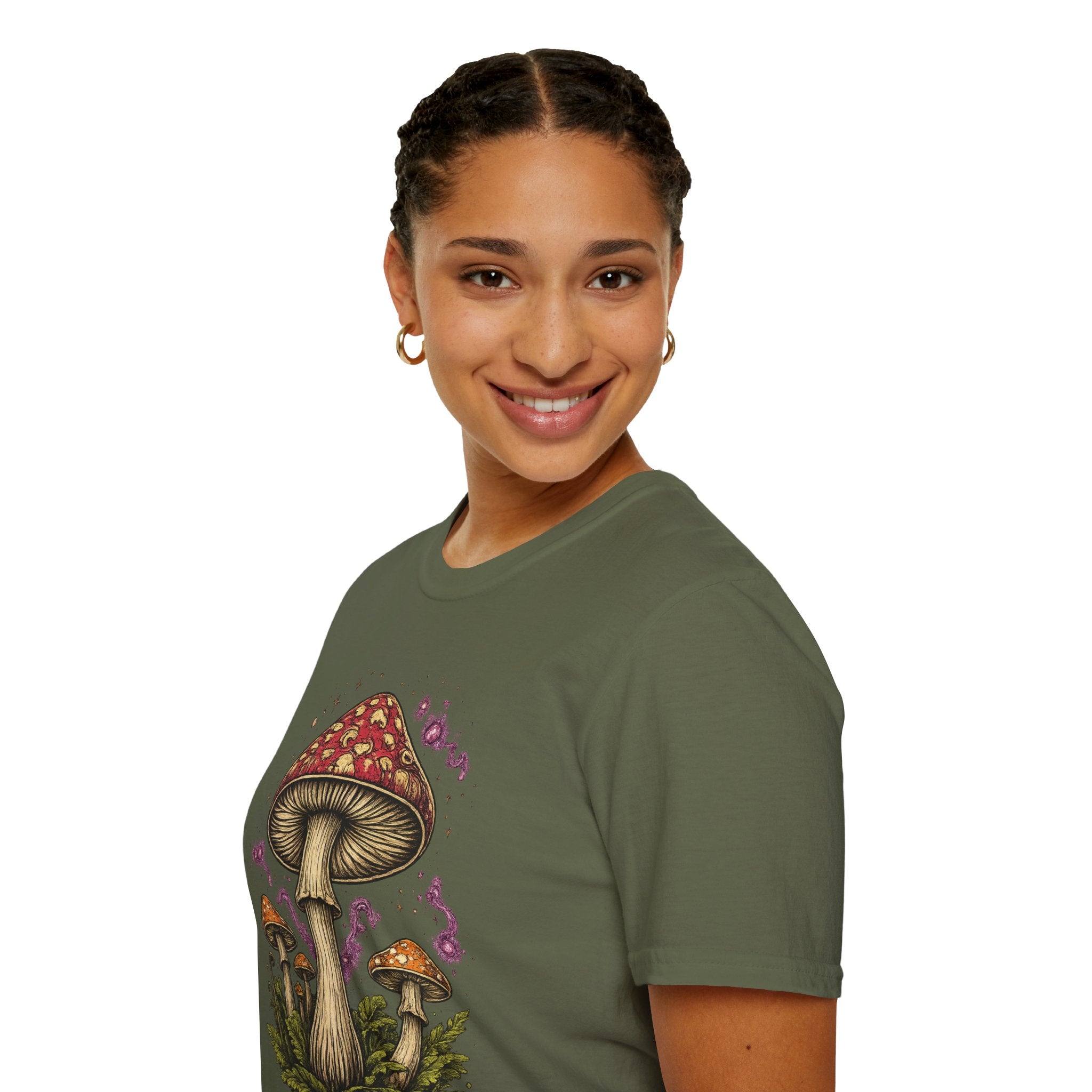 Psychedelic Mushroom Graphic T-Shirt — Red Amanita Illustration