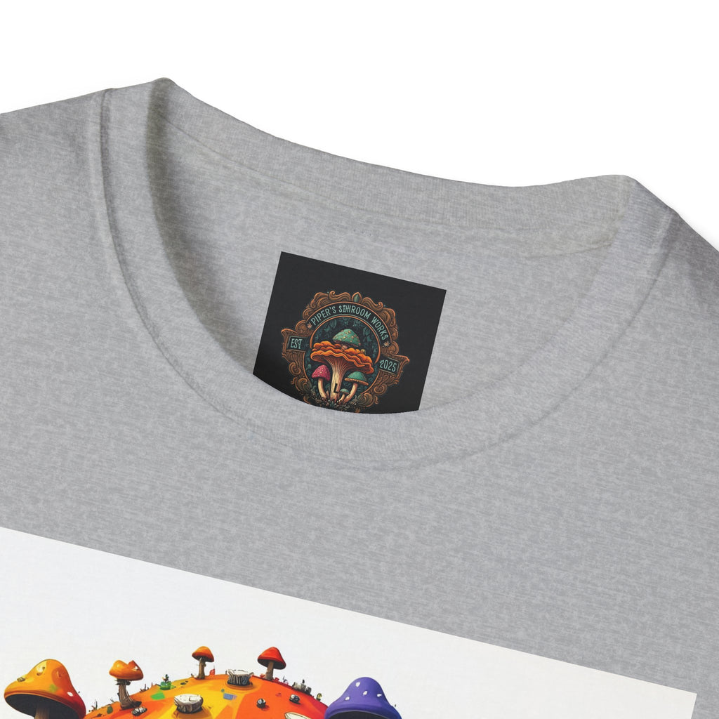 Piper's Shroom Works T-Shirt — Rainbow Drip Mushroom Graphic Tee