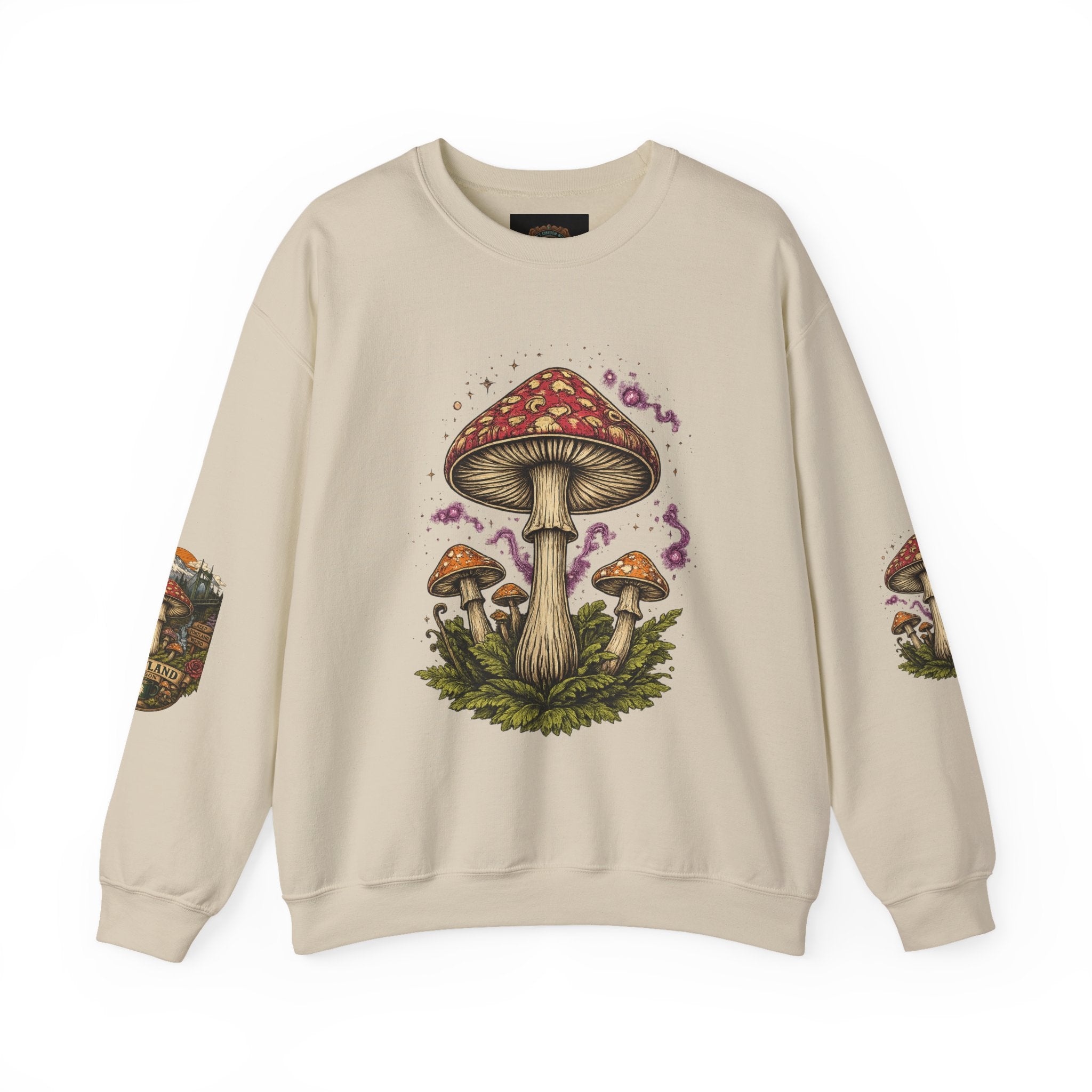 Mushroom Crewneck Sweatshirt — Portland Vintage Psychedelic Fungi Graphic