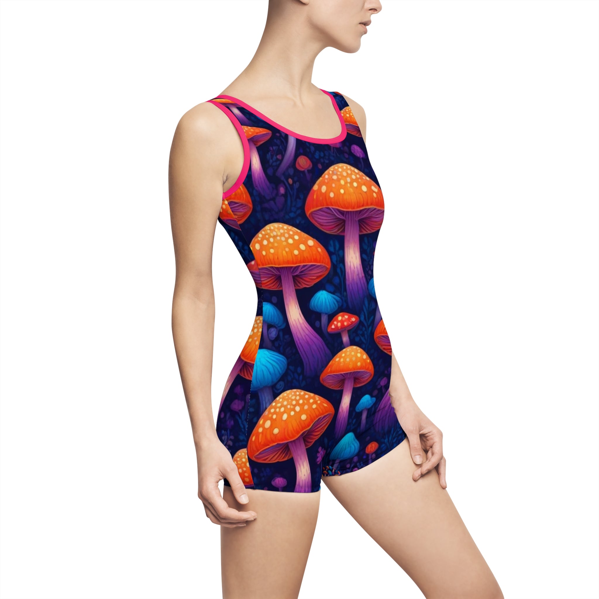Vibrant Vintage Mushroom Swimsuit - Retro Summer Swimwear, Beachwear, Pool Party, Bohemian Style, Gift for Her