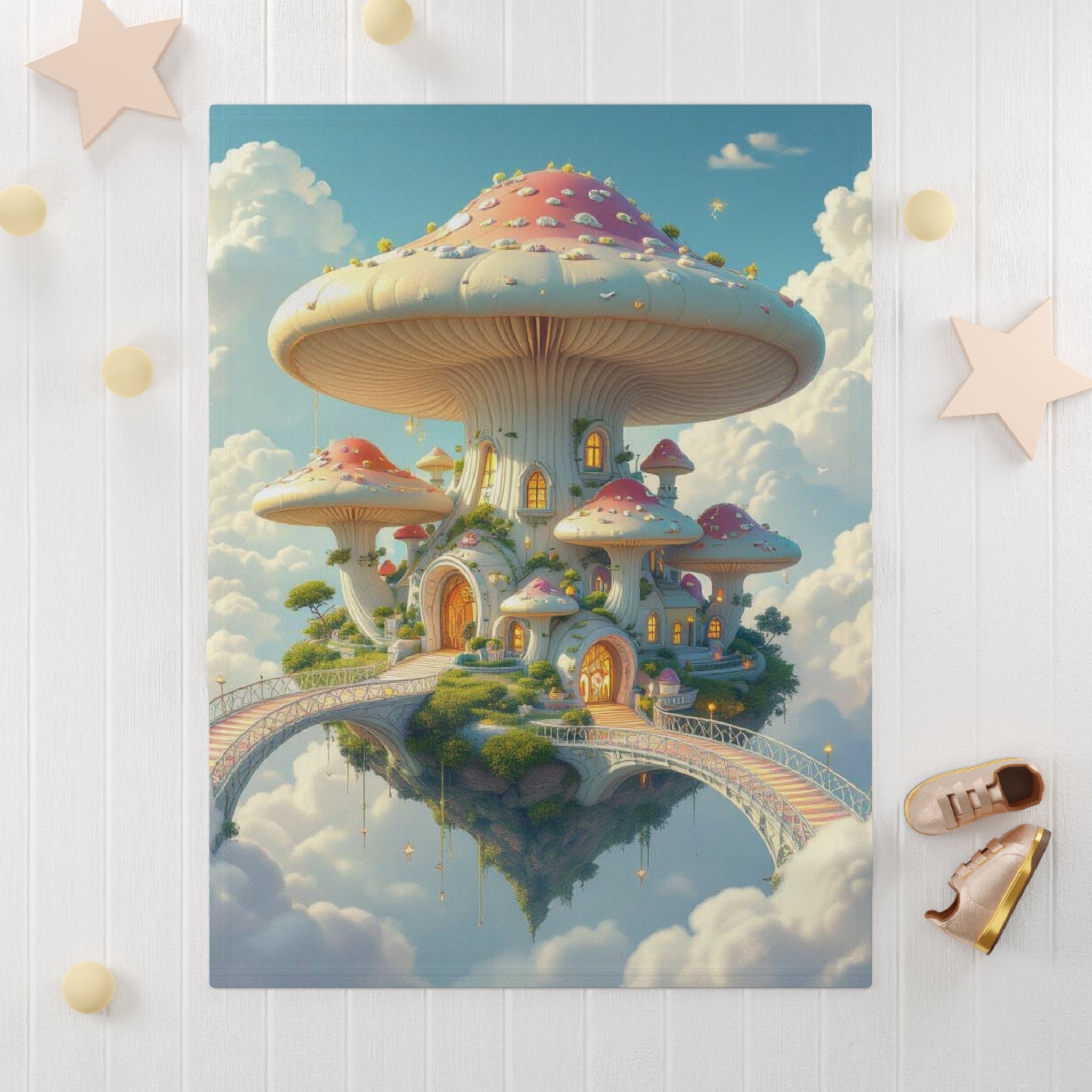 🍄🏰 “Mushroom Kingdom Dreams” Baby Blanket ☁✨