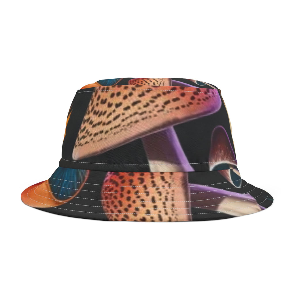 Psychedelic Mushroom Print Bucket Hat — Colorful Fungi AOP Sun Hat