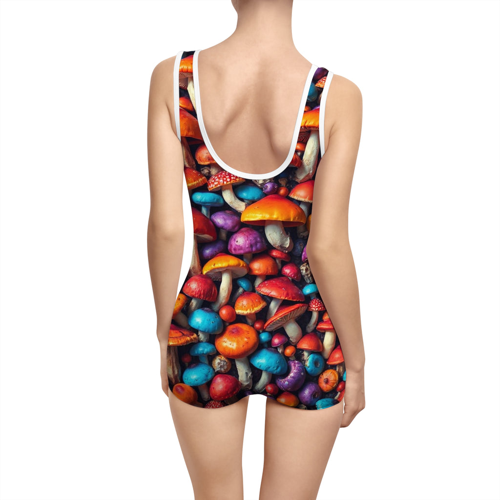 Mushroom Pattern Vintage One‑Piece Swimsuit