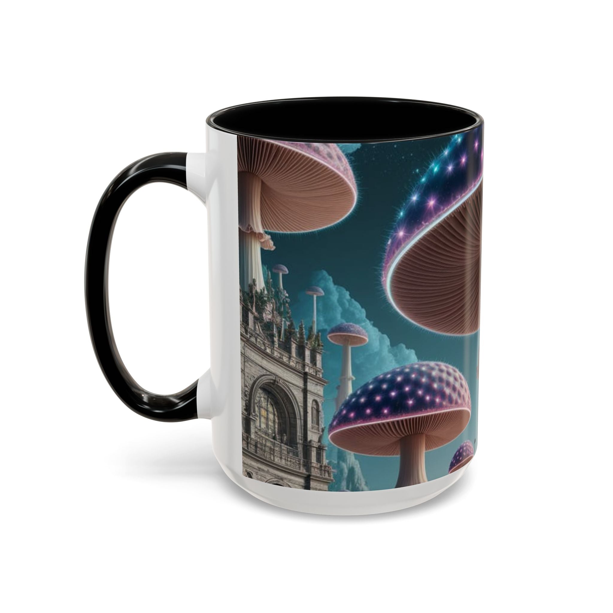 Mug: Mystical Mushroom Accent Coffee Mug — Fantasy Psychedelic Ceramic Cup (11/15oz)