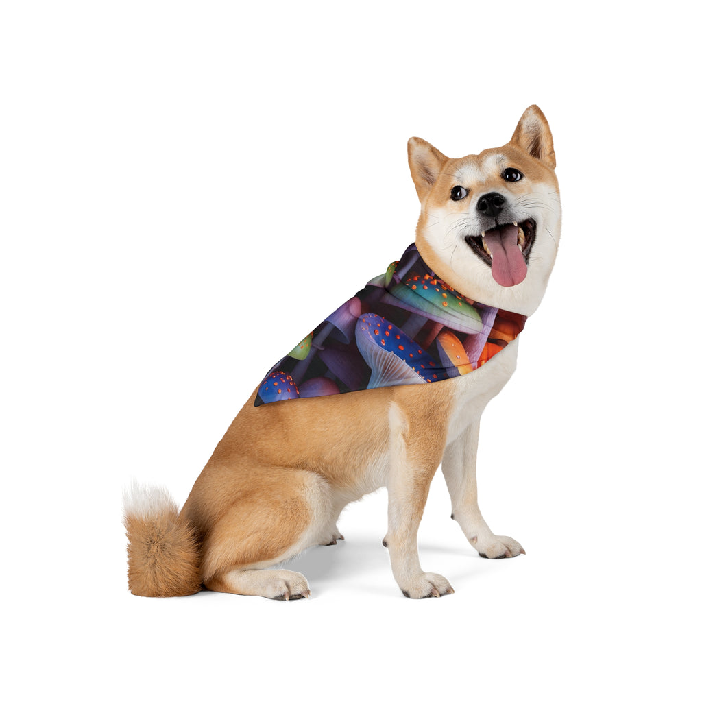 Pet Bandana: Mushroom Wonderland Pet Bandana — Colorful Psychedelic Mushroom Print for Dogs & Cats