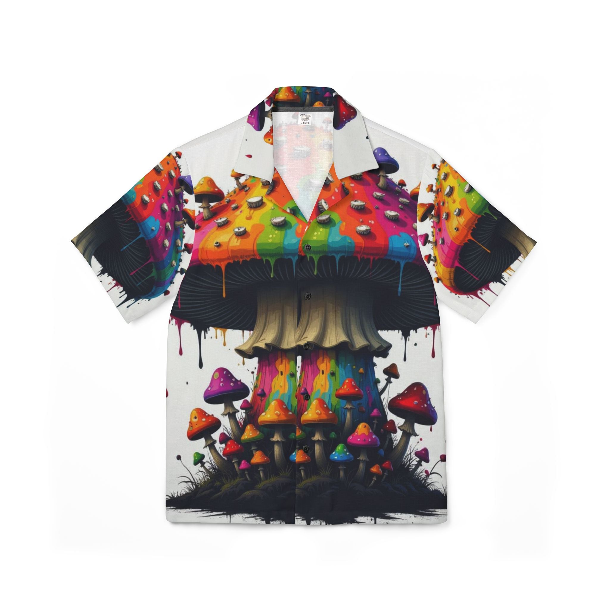 Psychedelic Mushroom Hawaiian Shirt — Colorful Trippy Camp Shirt