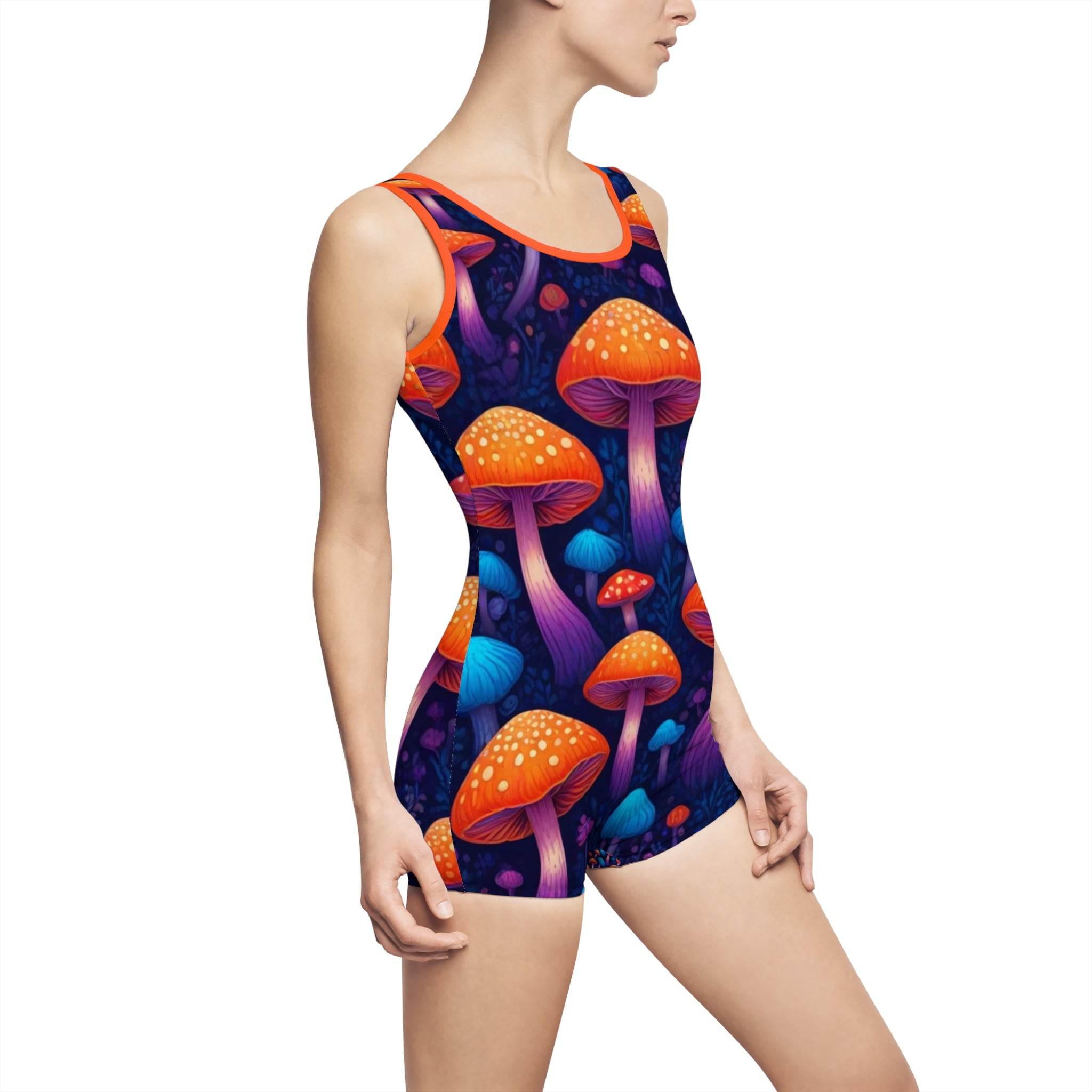 Vibrant Vintage Mushroom Swimsuit - Retro Summer Swimwear, Beachwear, Pool Party, Bohemian Style, Gift for Her