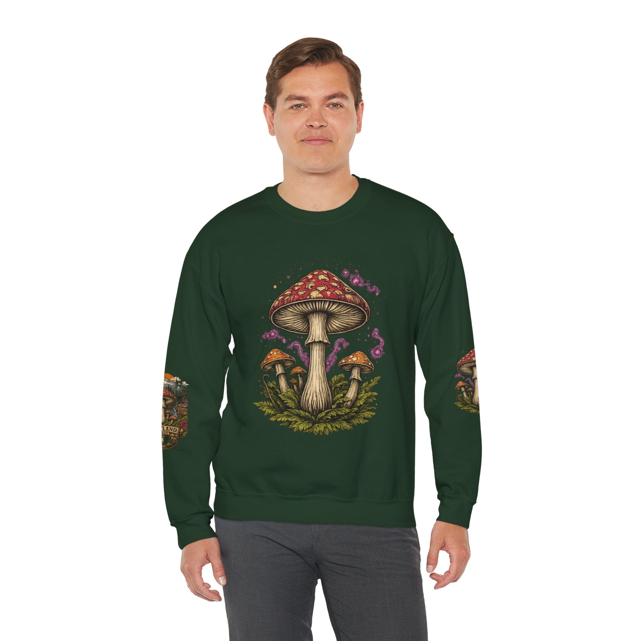 Mushroom Crewneck Sweatshirt — Portland Vintage Psychedelic Fungi Graphic