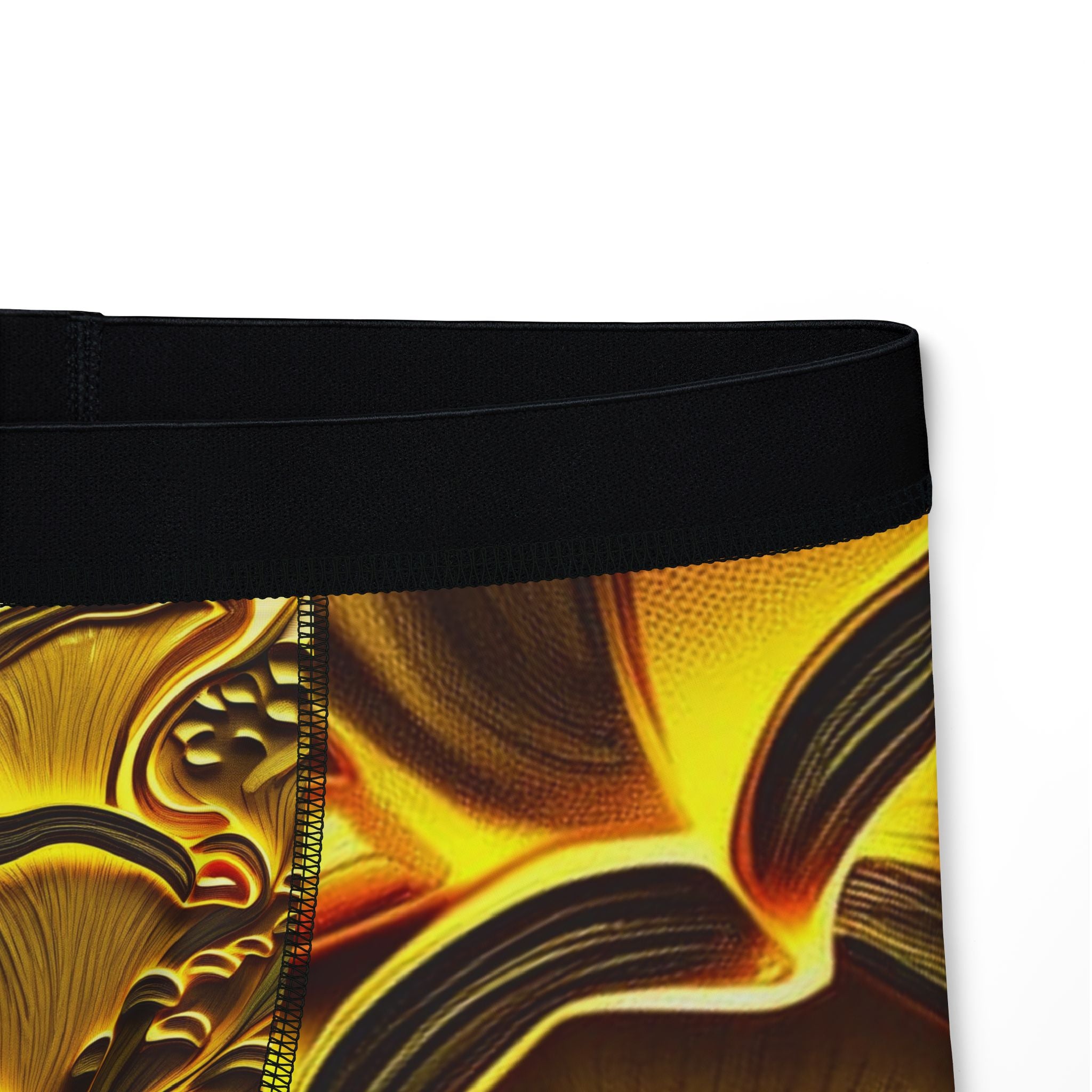 Gold Swirl Abstract Men's Boxer Briefs — Luxe Metallic Pattern AOP