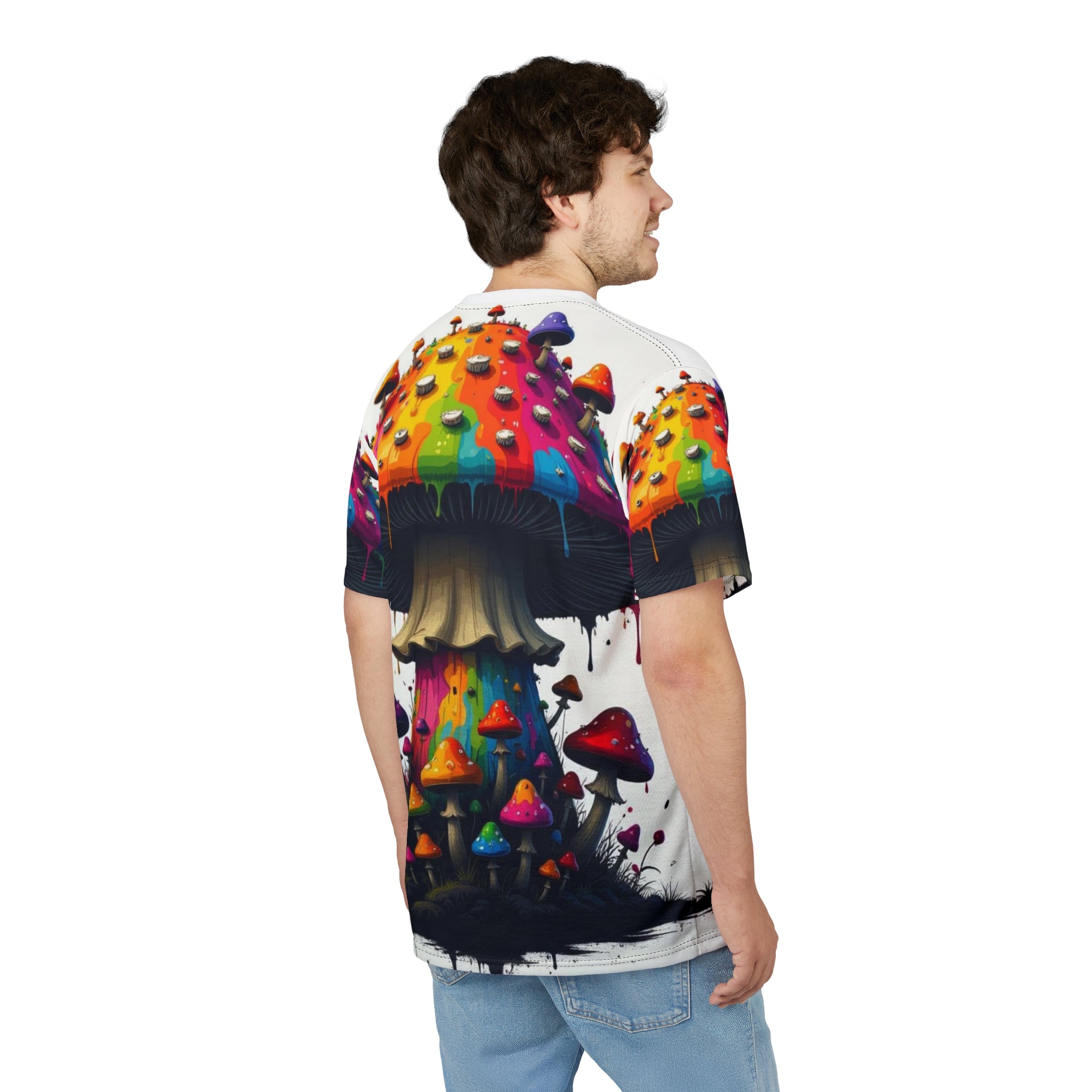 Psychedelic Rainbow Mushroom Tee — All-Over Print