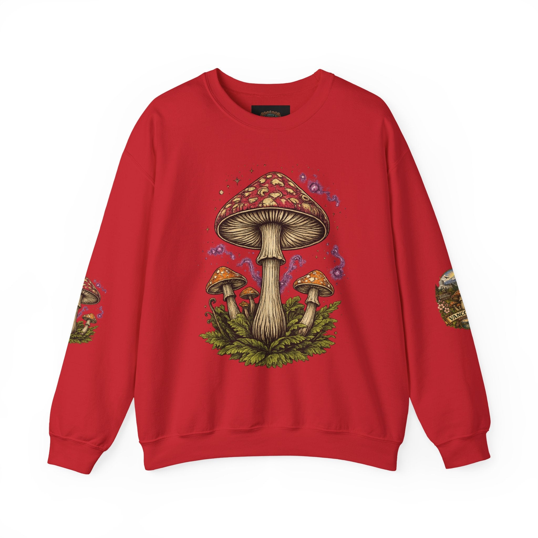 Mushroom Vancouver Crewneck Sweatshirt — Scenic Pacific Northwest Fungi Design