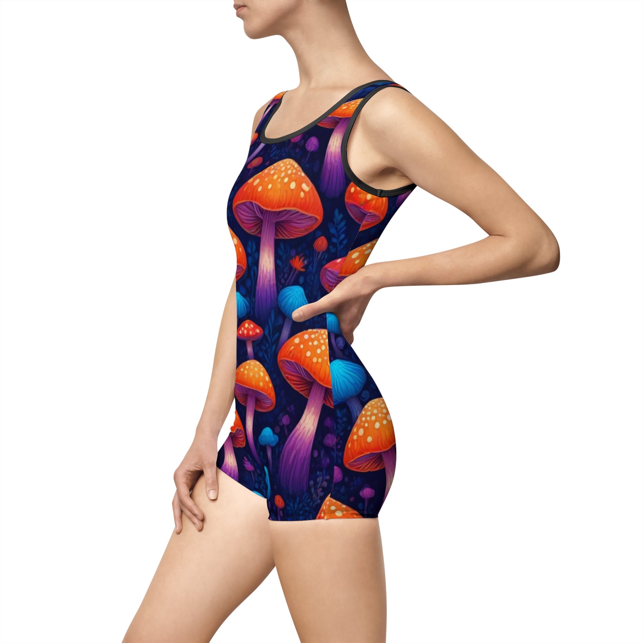 Vibrant Vintage Mushroom Swimsuit - Retro Summer Swimwear, Beachwear, Pool Party, Bohemian Style, Gift for Her