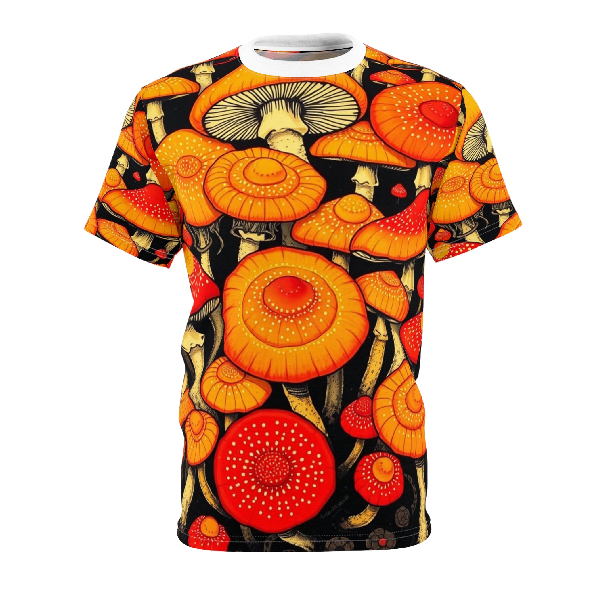 Psychedelic Orange Mushroom All-Over Print Tee