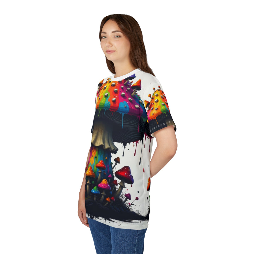 Psychedelic Rainbow Mushroom Tee — All-Over Print