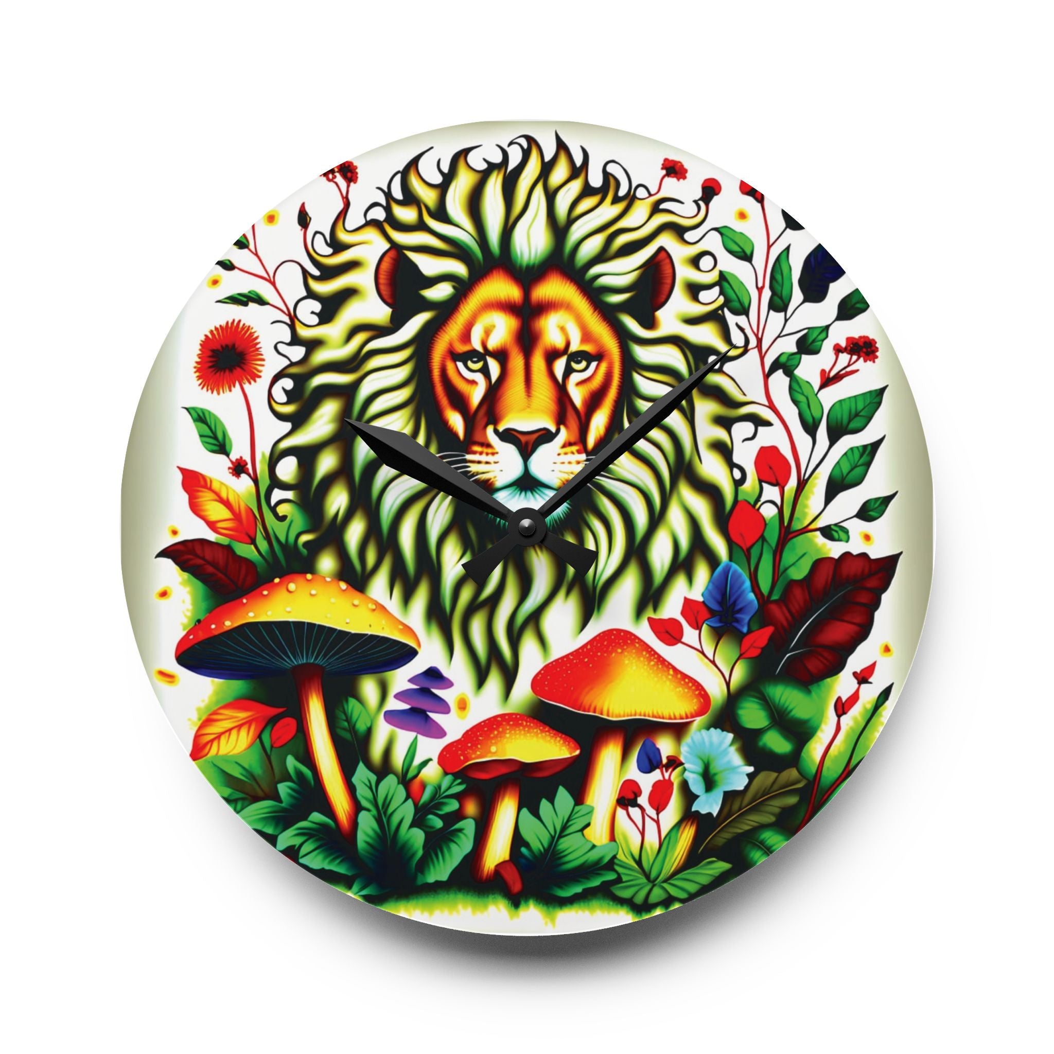 🦁🍄 Lion & Mushrooms Round Clock or Square Clock🦁🍄
