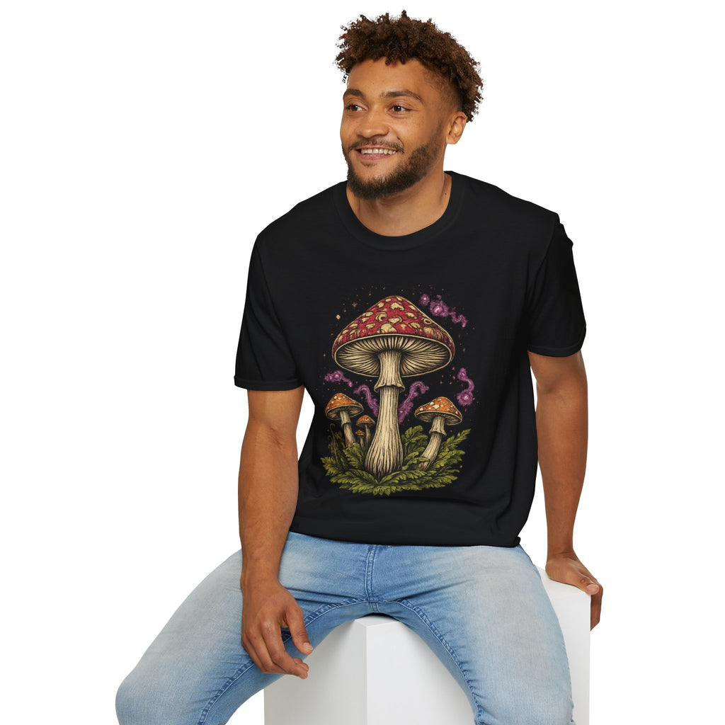 Mushroom Illustration T-Shirt – Vintage Red Toadstool Graphic