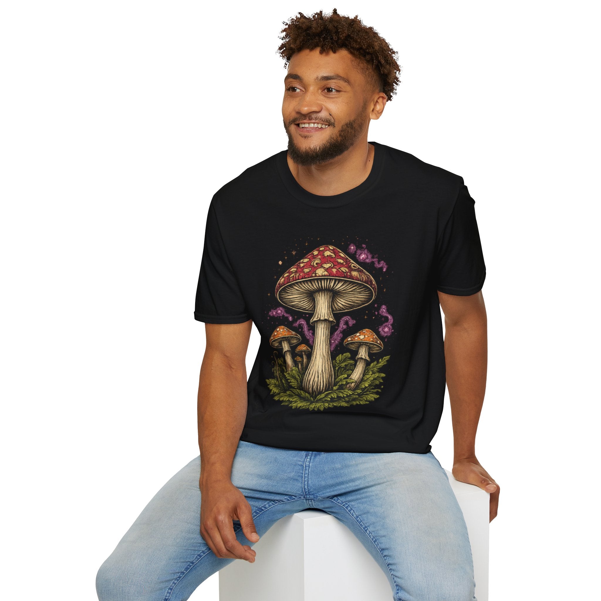Mushroom Illustration T-Shirt – Vintage Red Toadstool Graphic