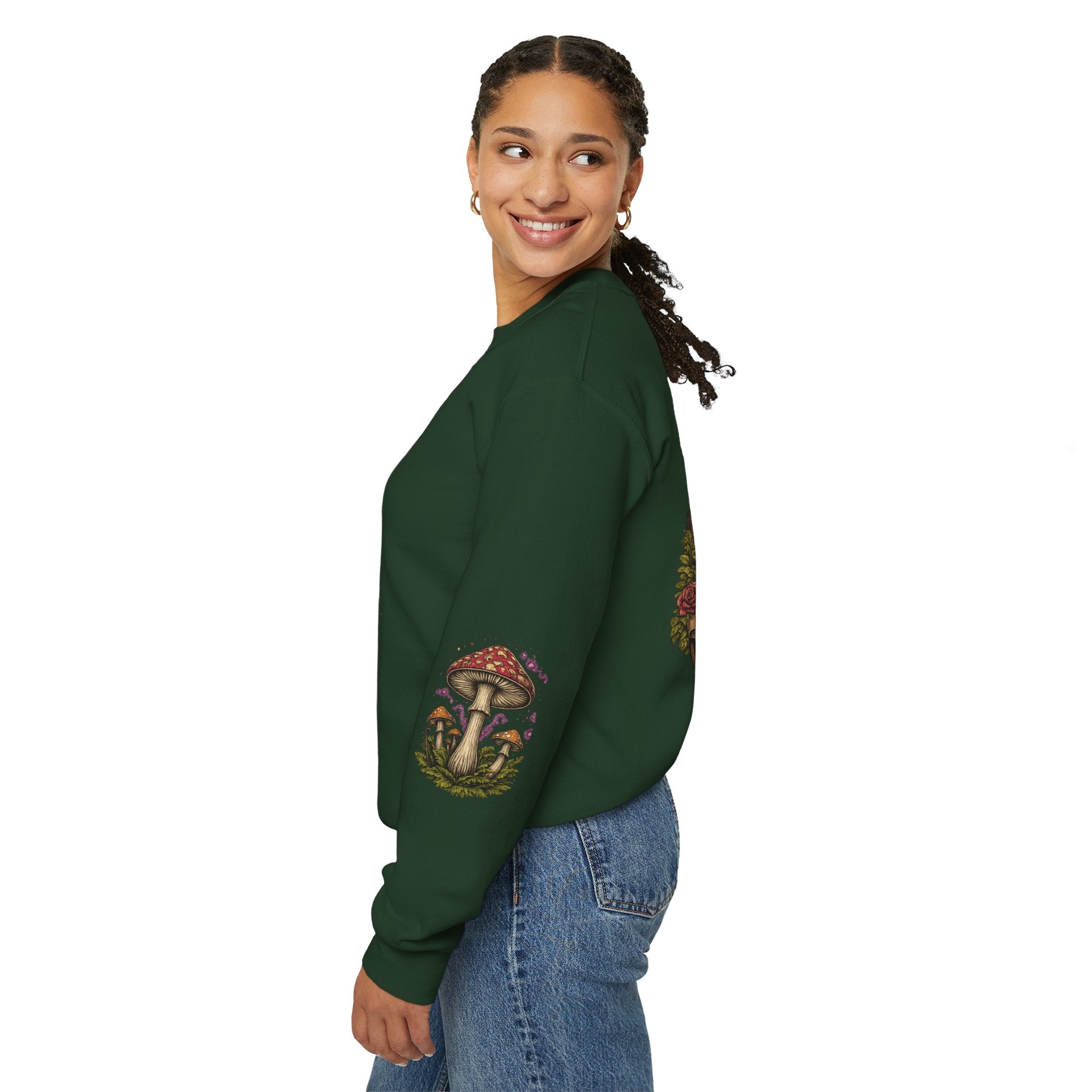 Mushroom Crewneck Sweatshirt — Portland Vintage Psychedelic Fungi Graphic