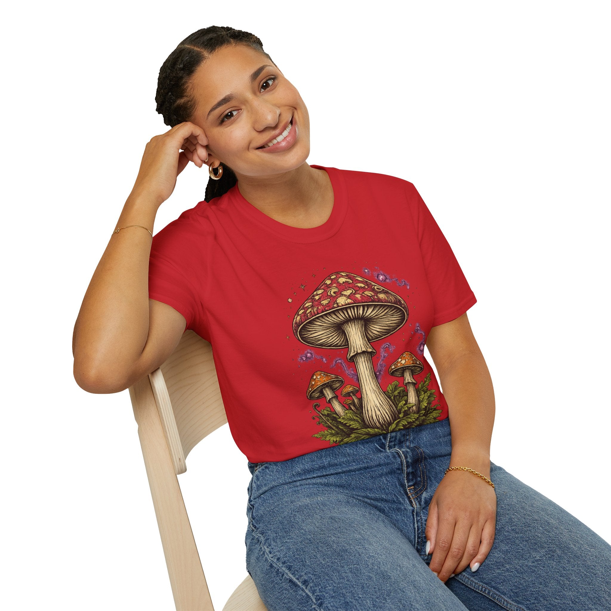 Psychedelic Mushroom Graphic T-Shirt — Red Amanita Illustration