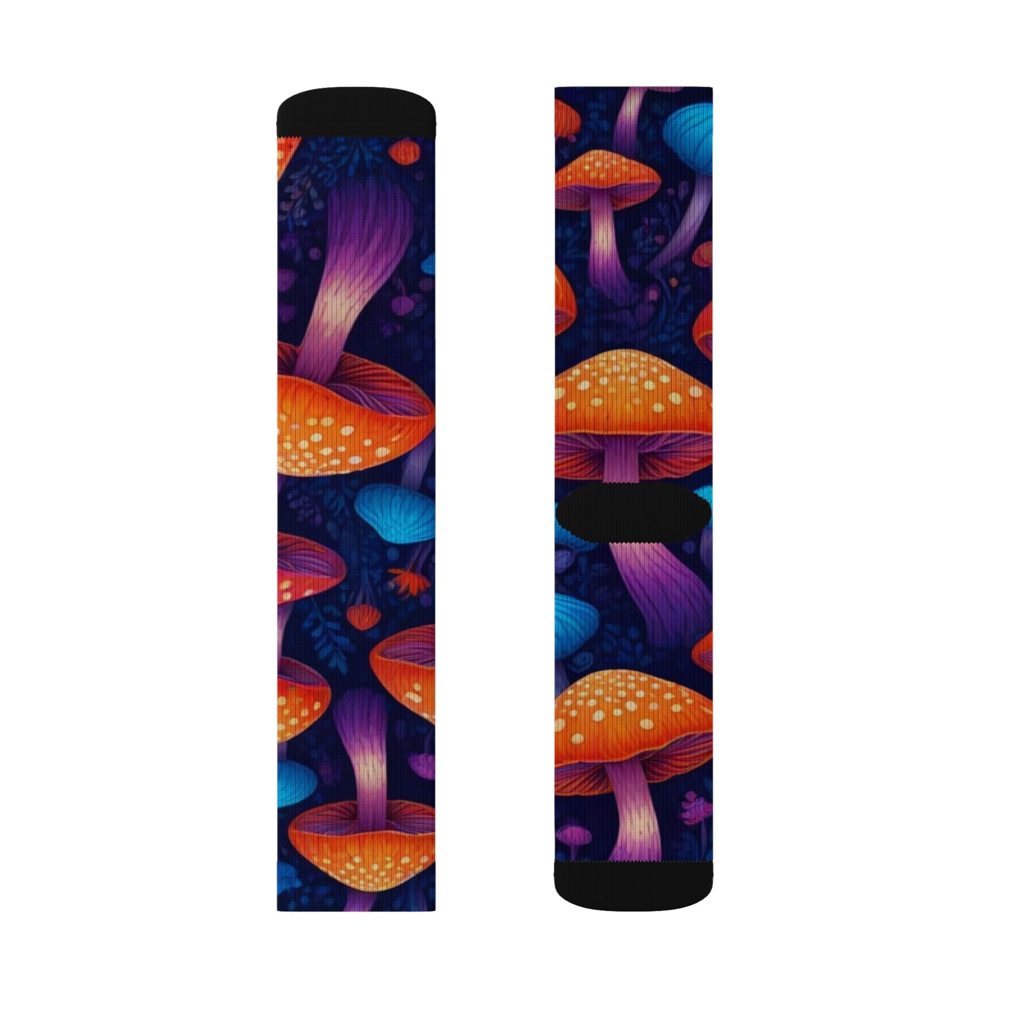 Socks: Psychedelic Mushroom Art Socks — Vibrant Sublimation Crew Socks