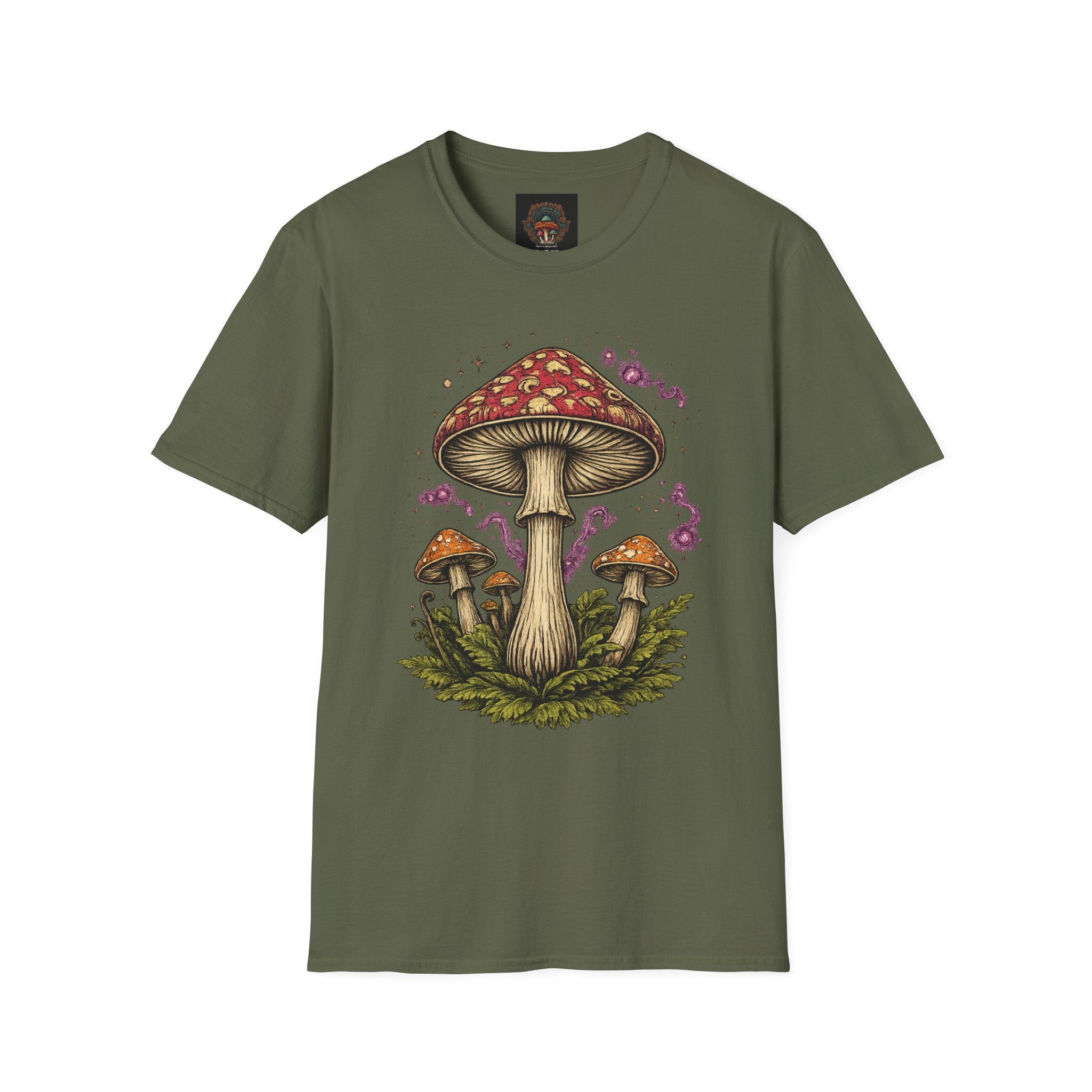Psychedelic Mushroom Graphic T-Shirt — Red Amanita Illustration
