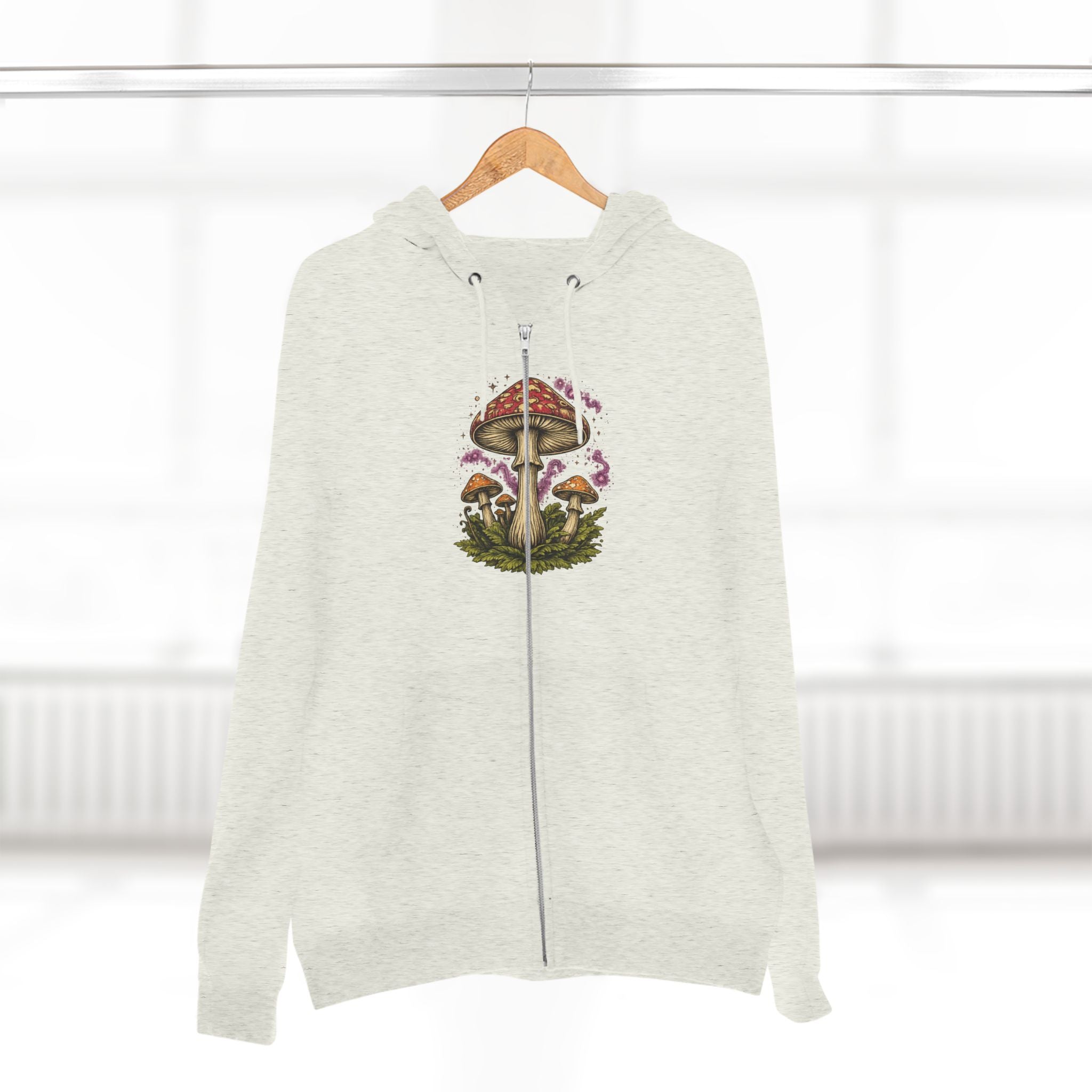 Portland Mushroom Zip Hoodie — Vintage Psychedelic Fungi Forest Jacket