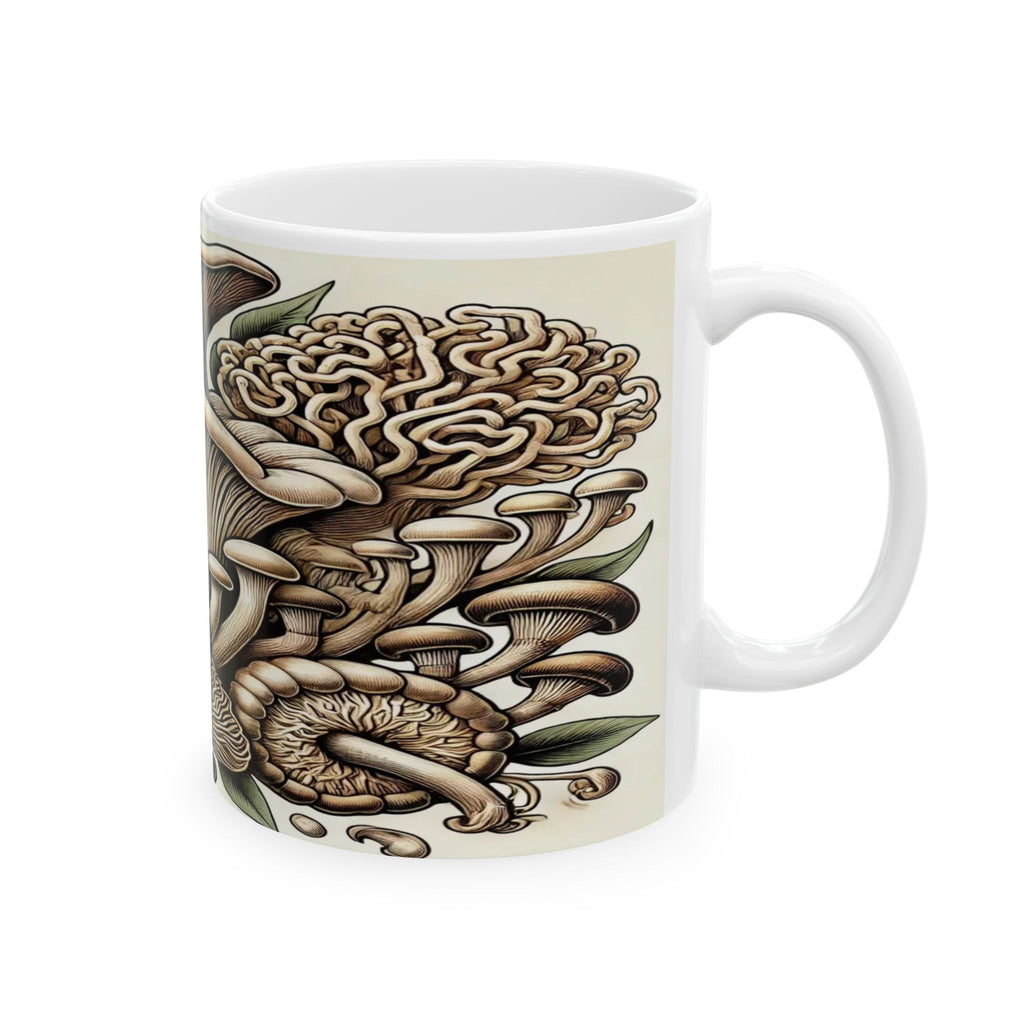 Mug: Mushroom Botanical Ceramic Mug — Earthy Foraged Fungi Art (11oz, 15oz)