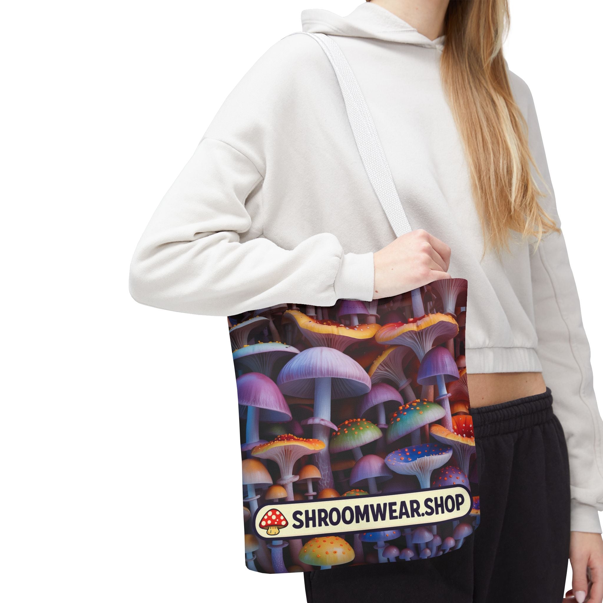 Tote Bag: Psychedelic Mushroom Tote Bag — Colorful Shroom Print Tote
