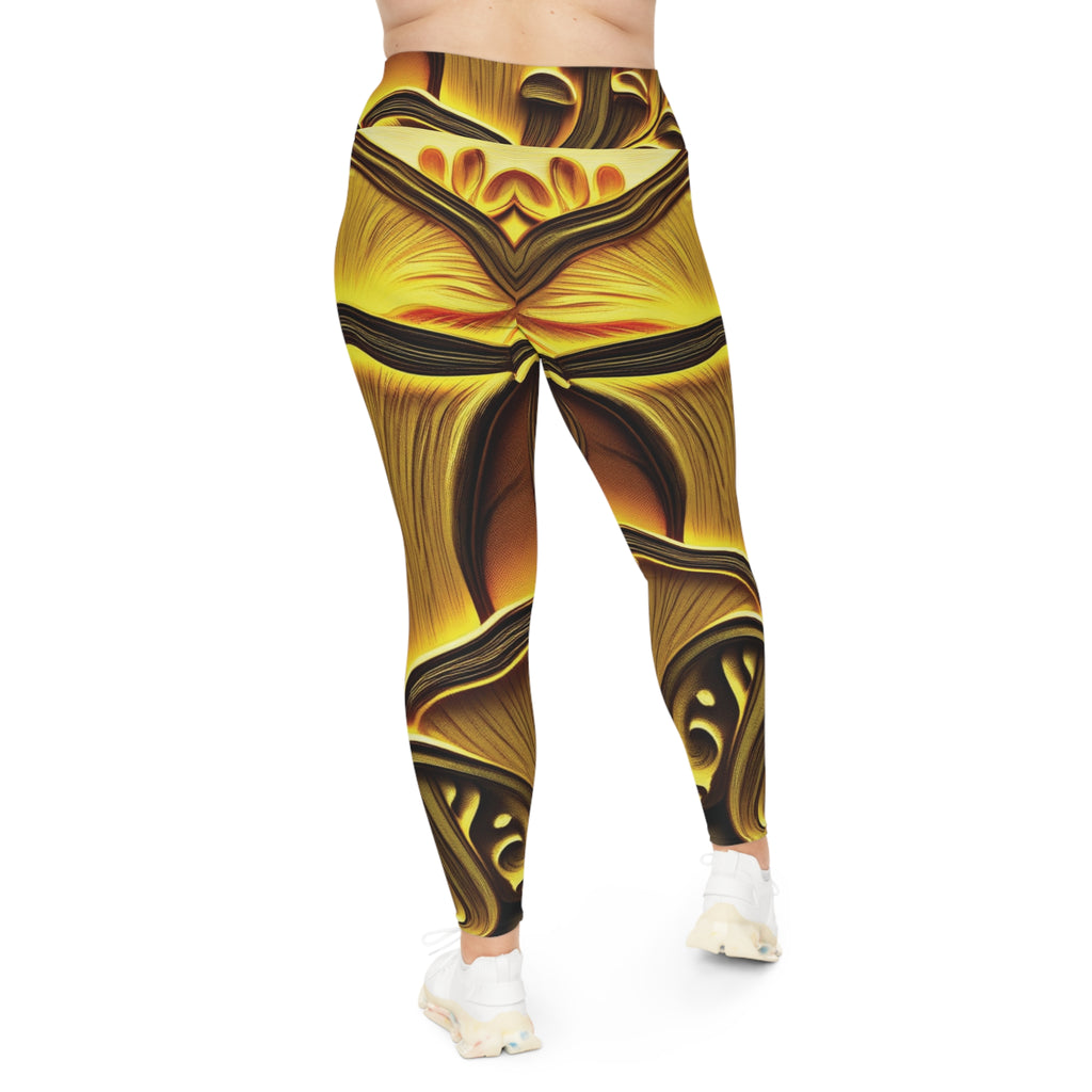 Plus Size Leggings — Golden Baroque All-Over Print
