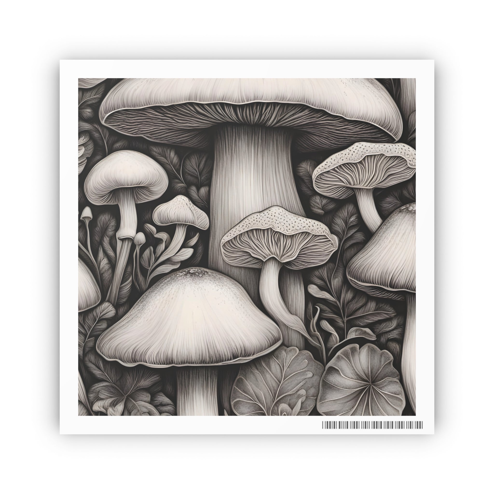 Poster: Mushroom Illustration Poster — Botanical Fungi Art Print