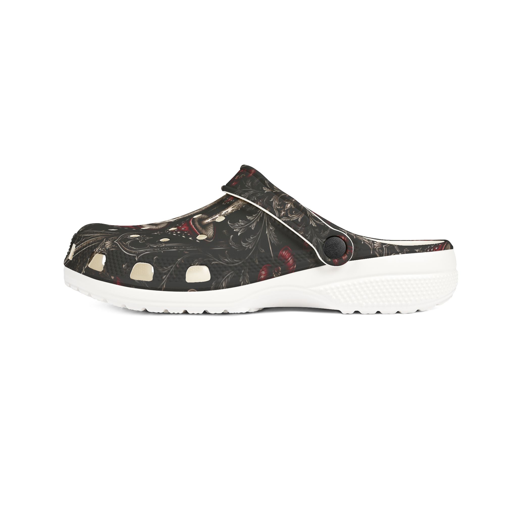 Clogs: Mushroom Garden EVA Foam Clogs — Whimsical Red Toadstool Print