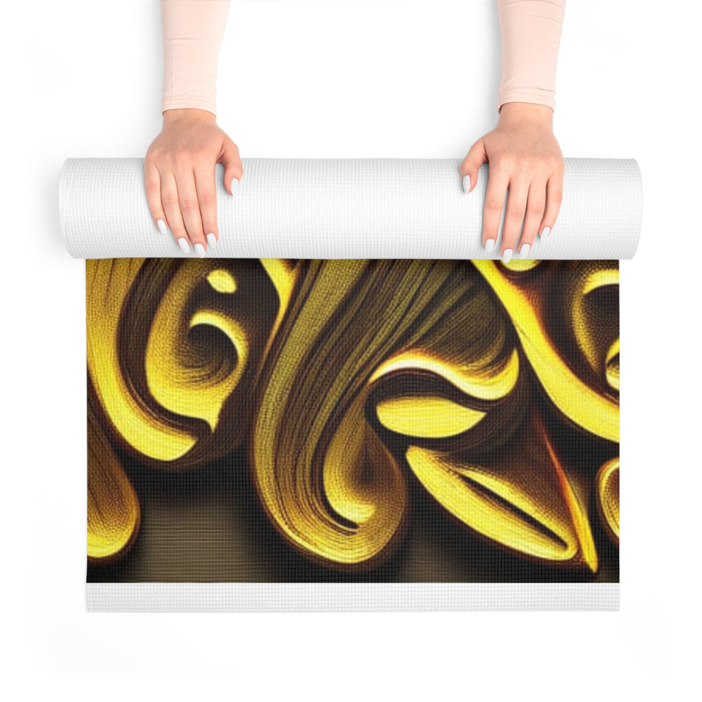 Tapis de yoga en mousse Golden Mushroom — Motif champignon psychédélique pour la méditation et la pratique à domicile
