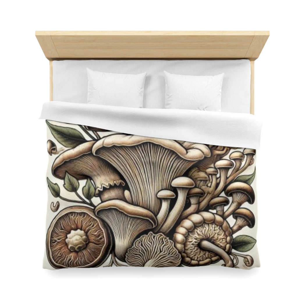 Mushroom Botanical Duvet Cover — Earthy Fungi Illustration Bedding