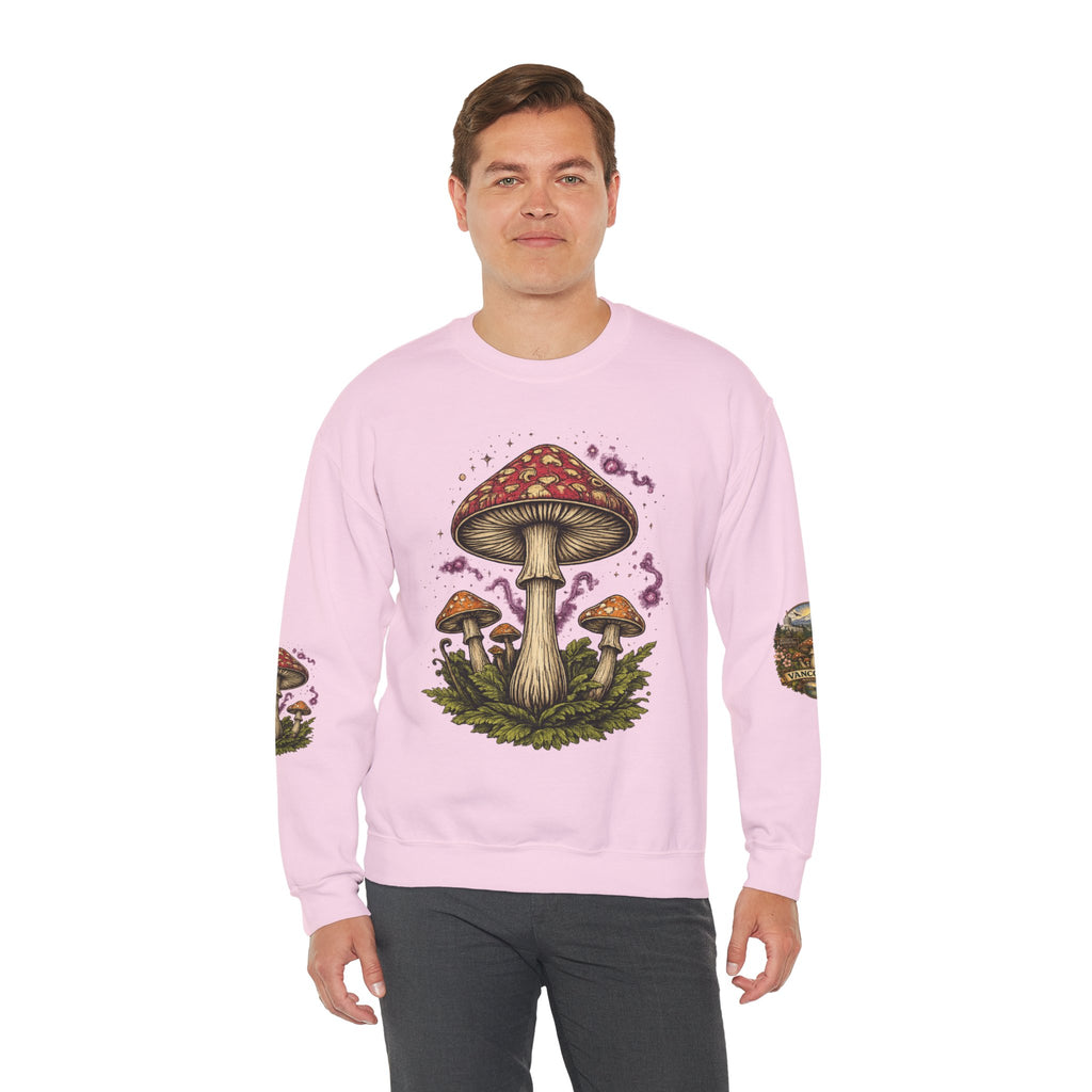 Mushroom Vancouver Crewneck Sweatshirt — Scenic Pacific Northwest Fungi Design