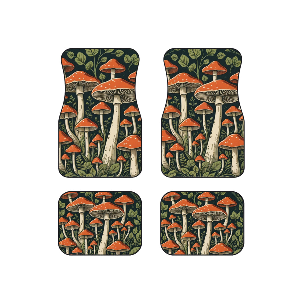 🍄🚘 “Forest Floor Fantasy” Car Mat Set 🌿✨ (Set of 4)