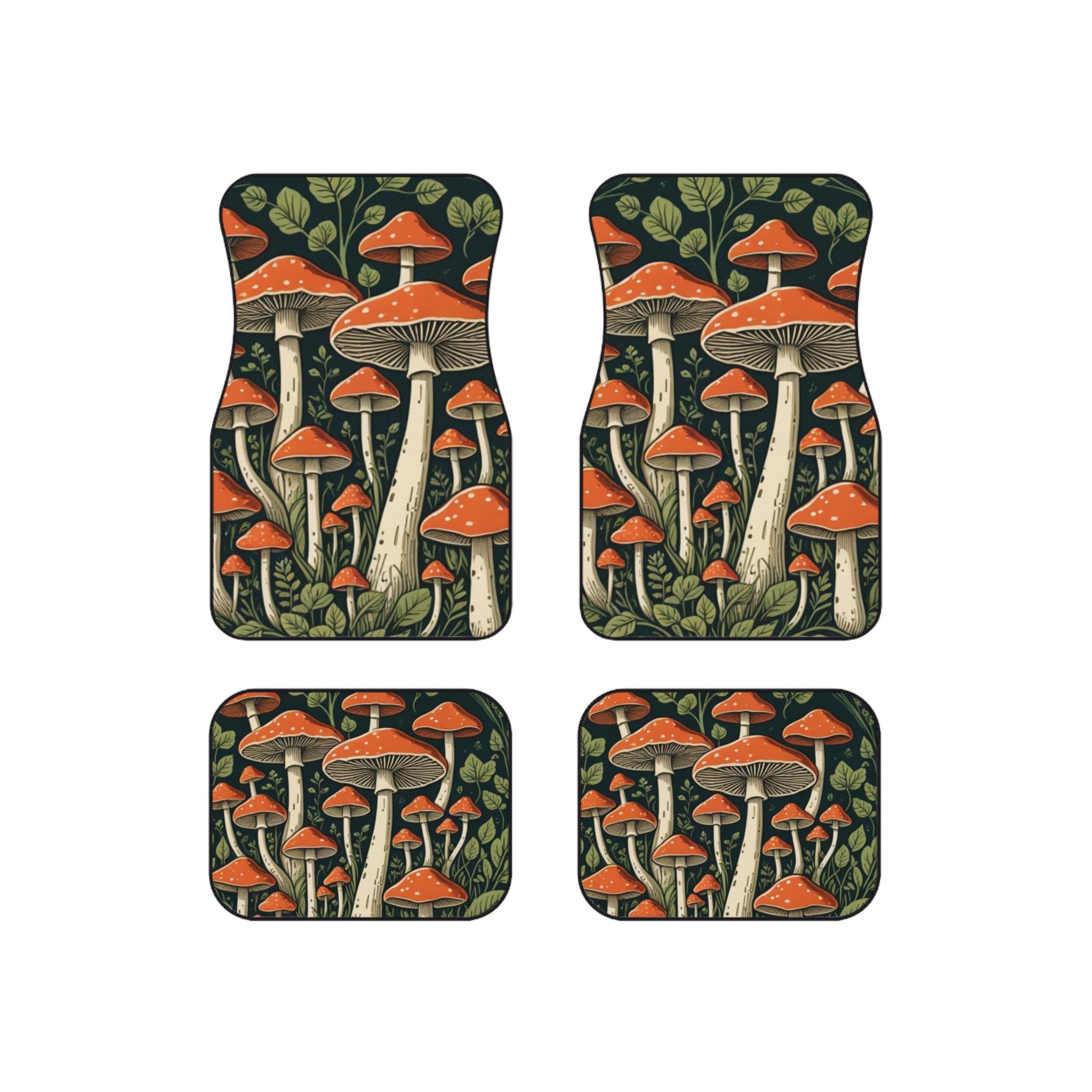 🍄🚘 “Forest Floor Fantasy” Car Mat Set 🌿✨ (Set of 4)