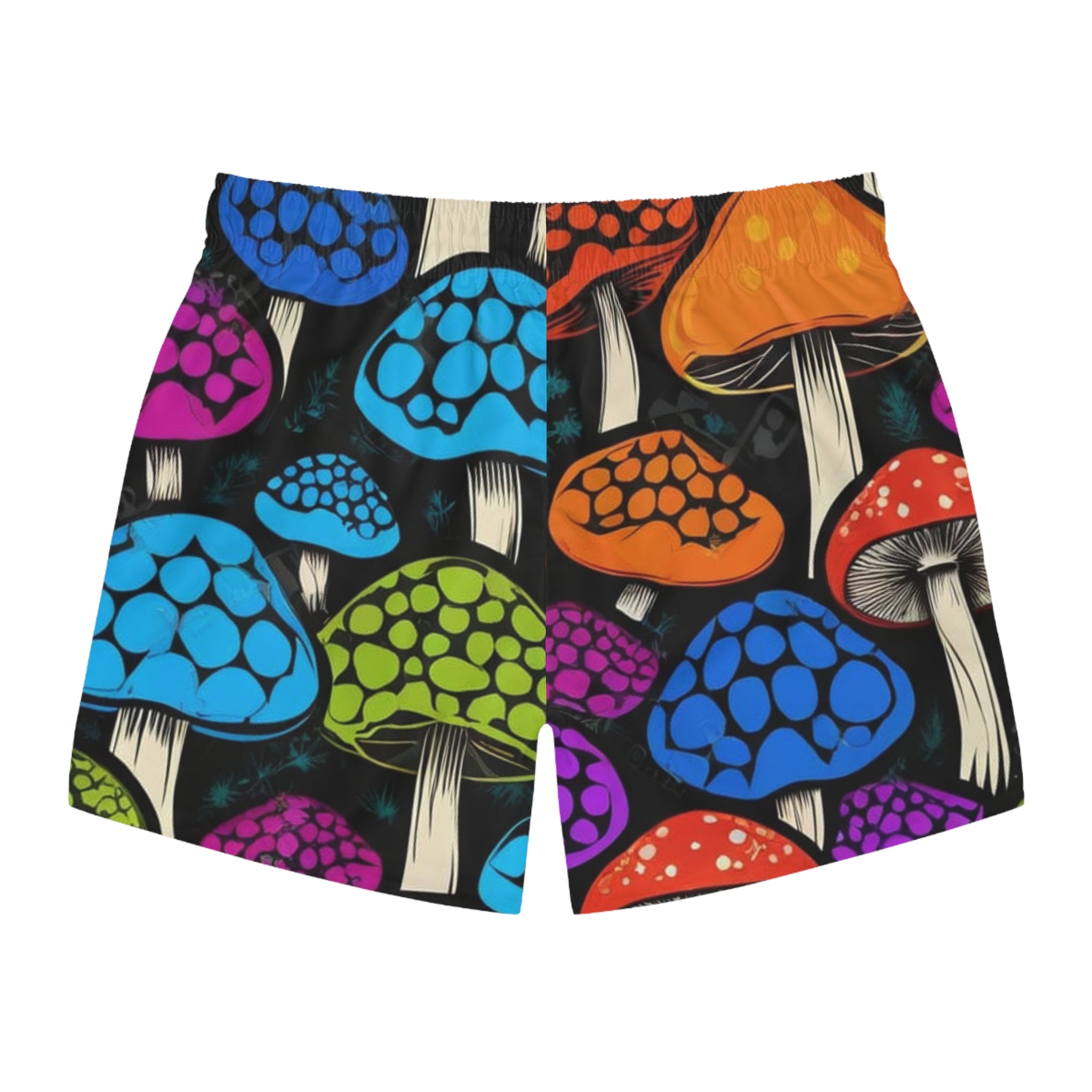 Psychedelic Mushroom Swim Trunks – Colorful Fungi Print Men's Board Shorts