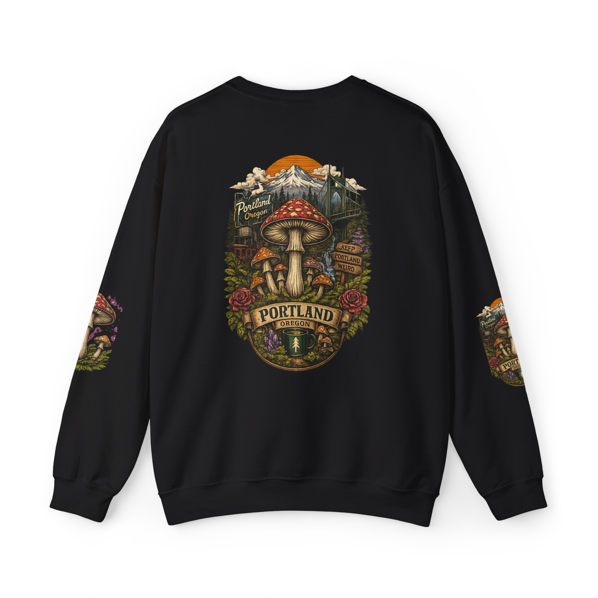 Mushroom Forest Hooded Sweatshirt — Portland Nature Graphic Hoodie