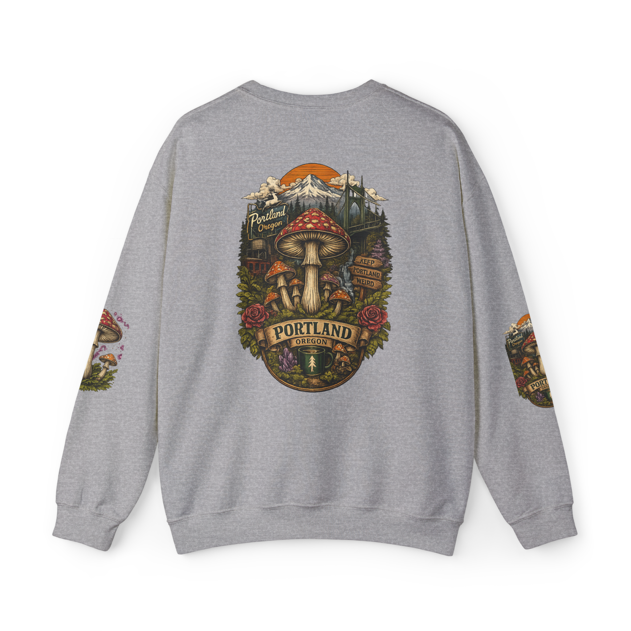 Mushroom Forest Hooded Sweatshirt — Portland Nature Graphic Hoodie
