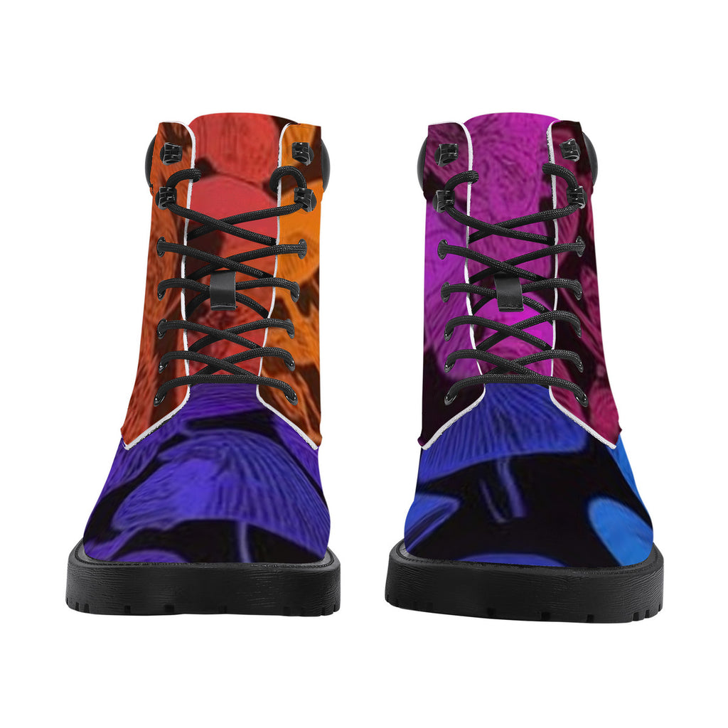 Rainbow Synthetic Leather Boots - Vegan Waterproof All-Season Boots | Piper's Shroom Works