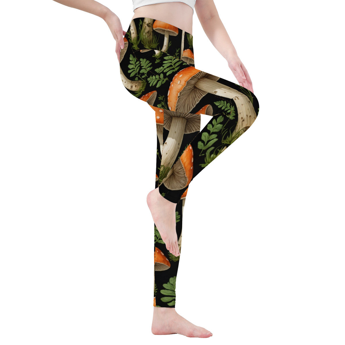 Custom Mushroom Design All-Over Print Yoga Leggings