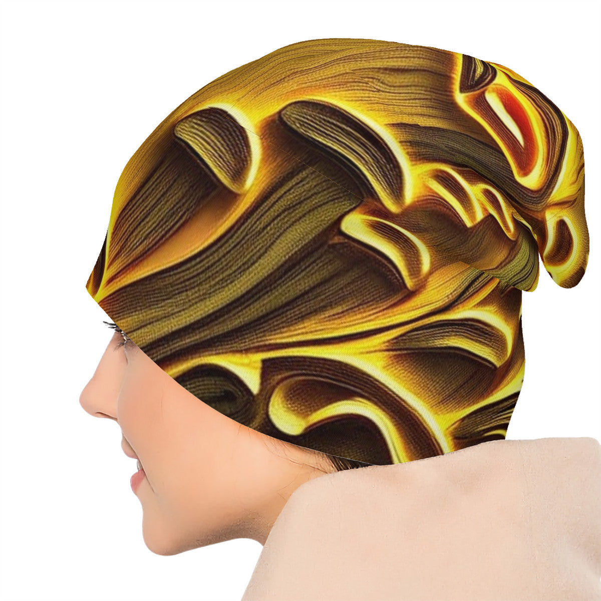 Mushroom Print Adult Fashion Knitted Beanie, 95% Polyester and 5% Spandex