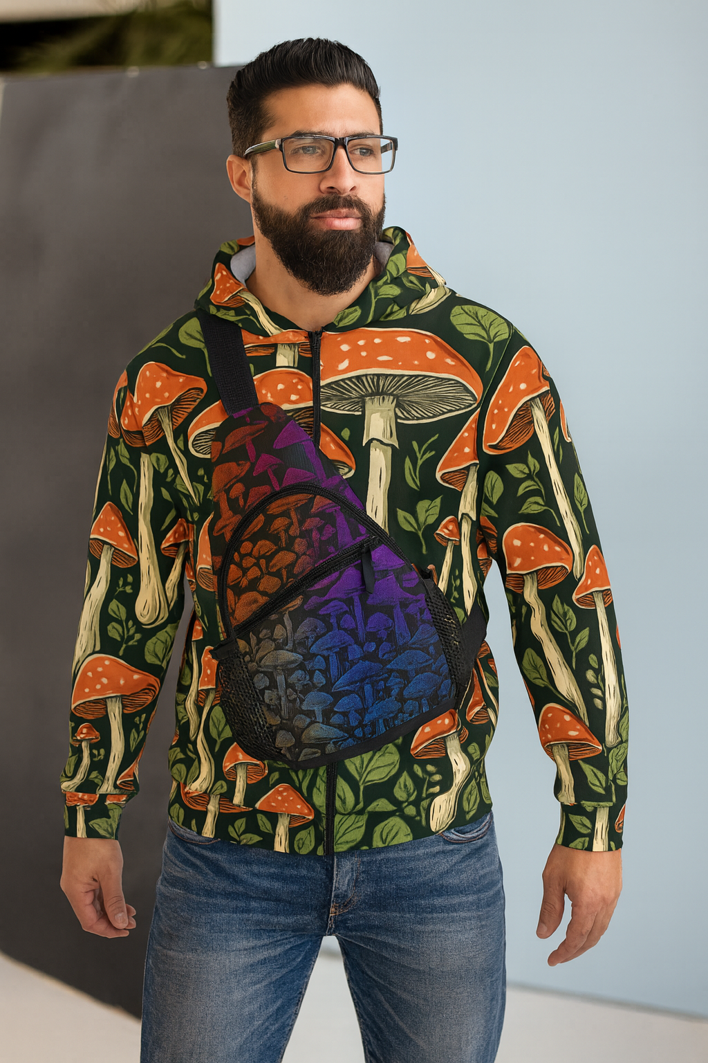 Mystic Shroomscape Sling Bag – Your Adventure Just Got Wilder