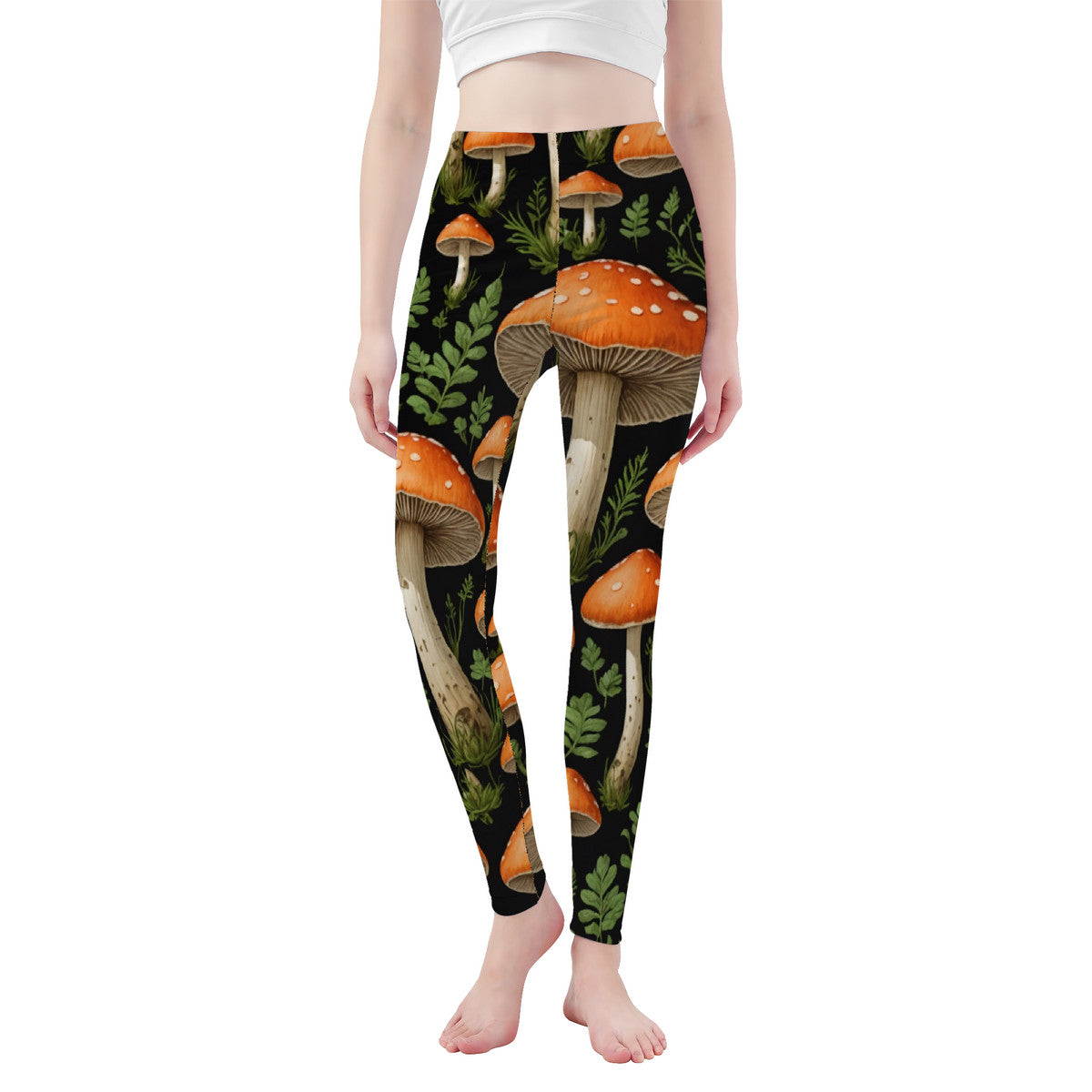 Custom Mushroom Design All-Over Print Yoga Leggings