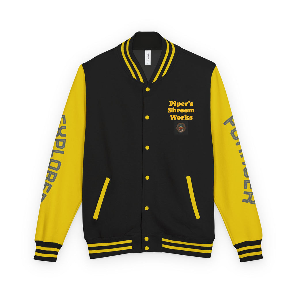 Mushroom Graphic Letterman Jacket — Colorful Psychedelic Spore Tree Design