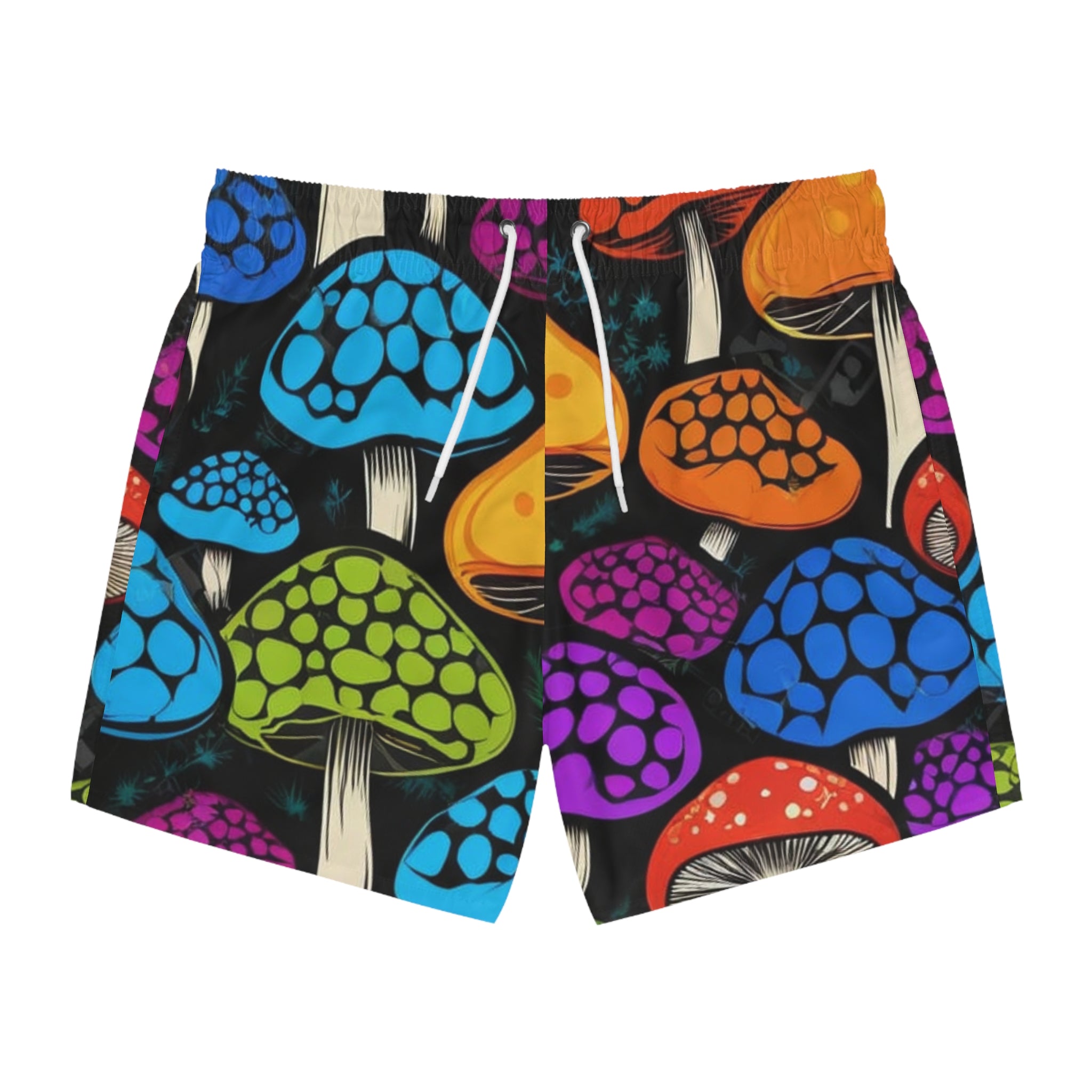 Psychedelic Mushroom Swim Trunks – Colorful Fungi Print Men's Board Shorts
